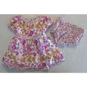 Cute Girl's Size 3-6 M Months Two Piece Koala Baby Floral Dress Set Ties In Back